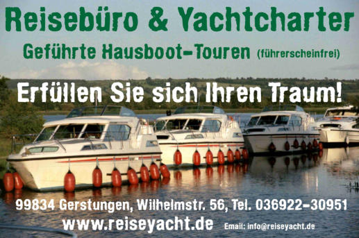 Reisebro & Yachtcharter, 99834 Gerstungen, www.reiseyacht.de